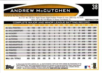 2012 Topps Chrome - Purple Refractors #38 Andrew McCutchen Back