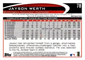 2012 Topps Chrome - Purple Refractors #78 Jayson Werth Back
