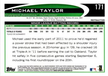 2012 Topps Chrome - Purple Refractors #171 Michael Taylor Back
