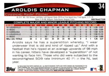 2012 Topps Chrome - Refractors #34 Aroldis Chapman Back