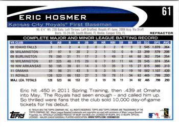 2012 Topps Chrome - Refractors #61 Eric Hosmer Back