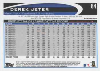 2012 Topps Chrome - Refractors #84 Derek Jeter Back
