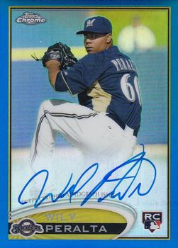 2012 Topps Chrome - Rookie Autographs Blue Refractors #WP Wily Peralta Front