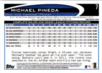 2012 Topps Chrome - X-Fractors #7 Michael Pineda Back