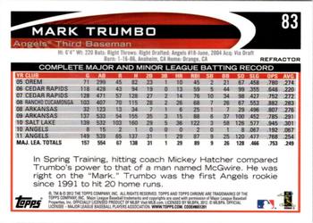 2012 Topps Chrome - X-Fractors #83 Mark Trumbo Back