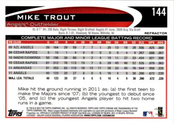 2012 Topps Chrome - X-Fractors #144 Mike Trout Back