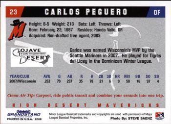 2008 Grandstand High Desert Mavericks #21 Carlos Peguero Back