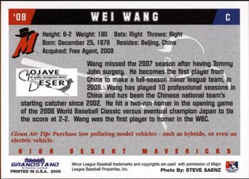2008 Grandstand High Desert Mavericks #31 Wei Wang Back