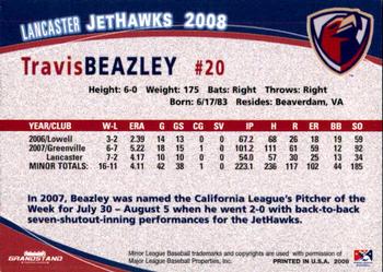 2008 Grandstand Lancaster JetHawks #3 Travis Beazley Back