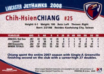 2008 Grandstand Lancaster JetHawks #6 Chih-Hsien Chiang Back