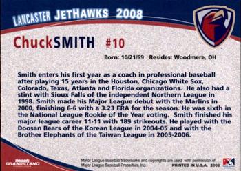 2008 Grandstand Lancaster JetHawks #28 Chuck Smith Back