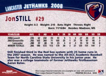 2008 Grandstand Lancaster JetHawks #30 Jon Still Back