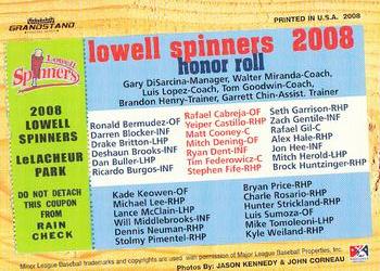 2008 Grandstand Lowell Spinners #NNO Allie-Gator / Millie-Gator / Canaligator Back