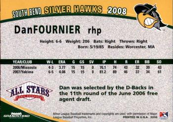 2008 Grandstand South Bend Silver Hawks #8 Dan Fournier Back