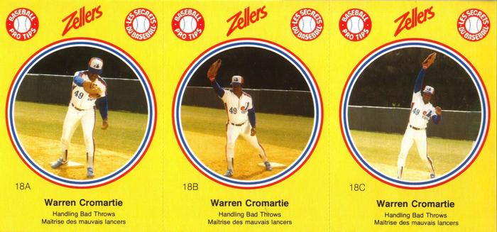 1982 Zellers Montreal Expos - 3-Card Panels #18A / 18B / 18C Warren Cromartie Front