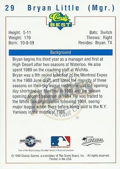 1992 Classic Best High Desert Mavericks #29 Bryan Little Back