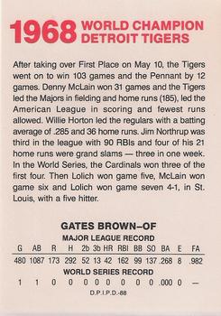 1988 Domino's Detroit Tigers #NNO Gates Brown Back