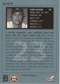 1999 Ball Park Franks Detroit Tigers #8 Kirk Gibson Back
