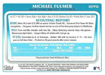 2011 Bowman Draft Picks & Prospects - Prospects #BDPP30 Michael Fulmer Back