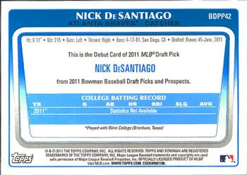 2011 Bowman Draft Picks & Prospects - Prospects #BDPP42 Nick DeSantiago Back