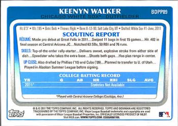 2011 Bowman Draft Picks & Prospects - Prospects #BDPP89 Keenyn Walker Back