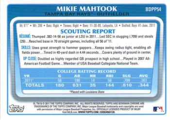 2011 Bowman Draft Picks & Prospects - Chrome Prospects #BDPP54 Mikie Mahtook Back