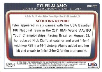 2011 Bowman Draft Picks & Prospects - Chrome Prospects #BDPP92 Tyler Alamo Back