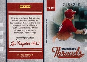 2009 Donruss Elite Extra Edition - Throwback Threads #TT-MT Mike Trout Back