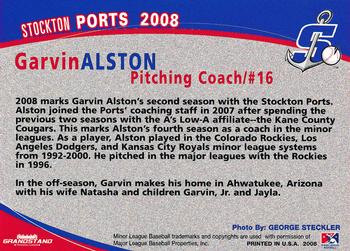 2008 Grandstand Stockton Ports #2 Garvin Alston Back