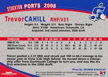 2008 Grandstand Stockton Ports #6 Trevor Cahill Back