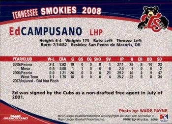 2008 Grandstand Tennessee Smokies #NNO Ed Campusano Back
