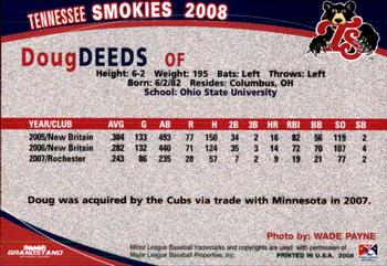 2008 Grandstand Tennessee Smokies #NNO Doug Deeds Back