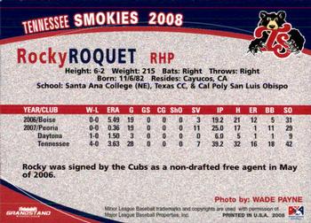 2008 Grandstand Tennessee Smokies #NNO Rocky Roquet Back