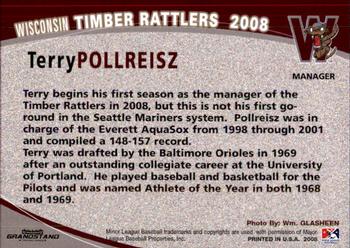 2008 Grandstand Wisconsin Timber Rattlers #NNO Terry Pollreisz Back