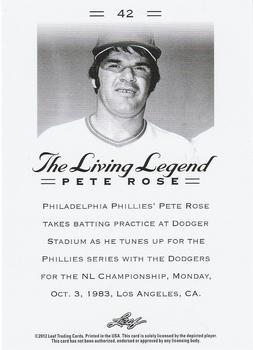 2012 Leaf Pete Rose The Living Legend #42 Pete Rose Back