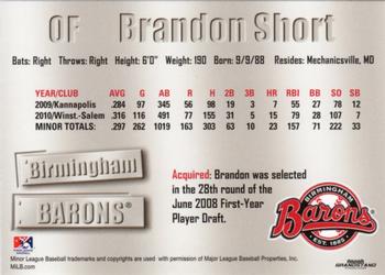 2011 Grandstand Birmingham Barons #NNO Brandon Short Back