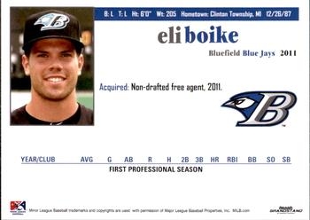 2011 Grandstand Bluefield Blue Jays #4 Eli Boike Back