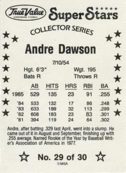 1986 True Value #29 Andre Dawson Back