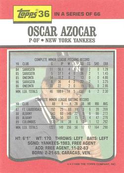 1990 Topps TV New York Yankees #36 Oscar Azocar Back