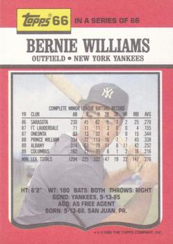 1990 Topps TV New York Yankees #66 Bernie Williams Back