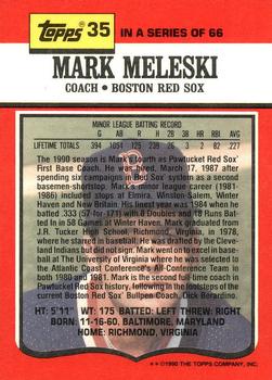 1990 Topps TV Boston Red Sox #35 Mark Meleski Back