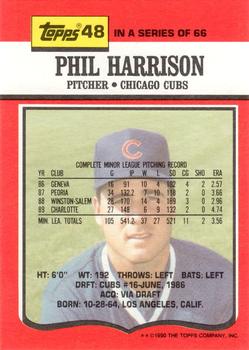 1990 Topps TV Chicago Cubs #48 Phil Harrison Back
