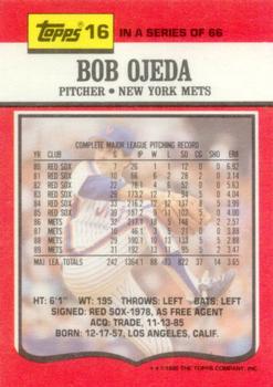 1990 Topps TV New York Mets #16 Bob Ojeda Back