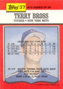 1990 Topps TV New York Mets #37 Terry Bross Back