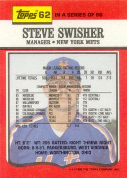 1990 Topps TV New York Mets #62 Steve Swisher Back