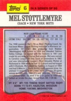 1990 Topps TV New York Mets #6 Mel Stottlemyre Back