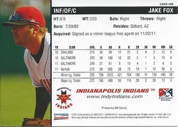 2012 Choice Indianapolis Indians #8 Jake Fox Back