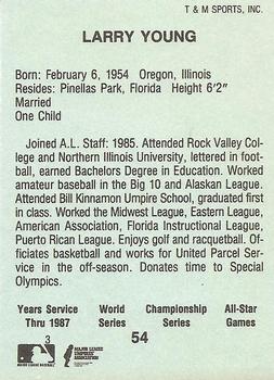 1988 T&M Sports Umpires #54 Larry Young Back