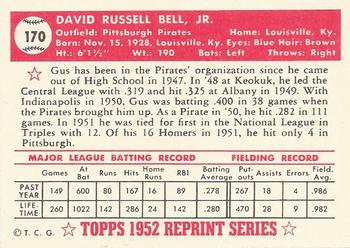 1983 Topps 1952 Reprint Series #170 Gus Bell Back