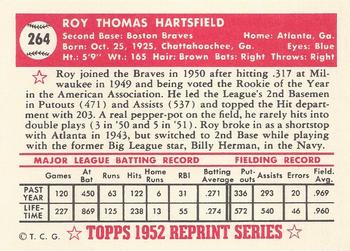 1983 Topps 1952 Reprint Series #264 Roy Hartsfield Back